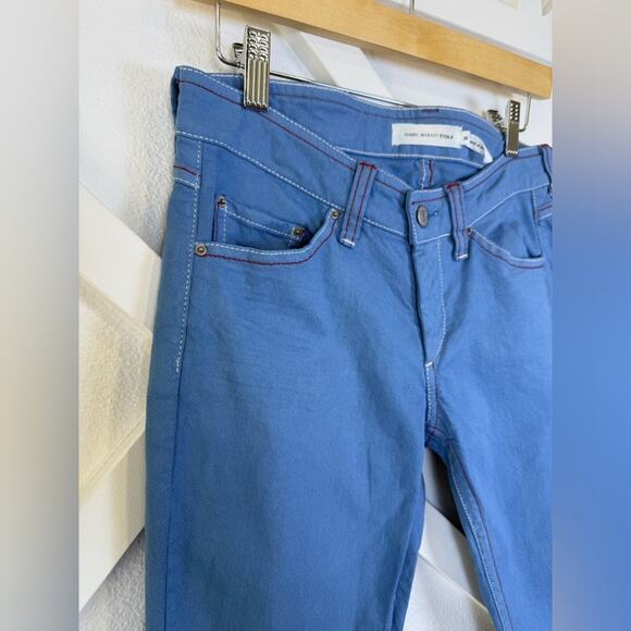 Isabel Marant Étoile Blue Slim-Fit Jeans With Red Stitching - Size FR 38 (US 6) - Picture 3 of 11